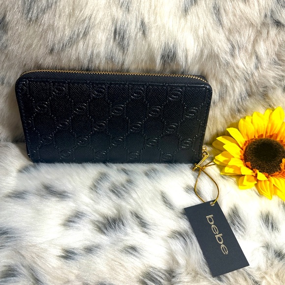 bebe Handbags - NWT Safiano Bebe Black Wallet